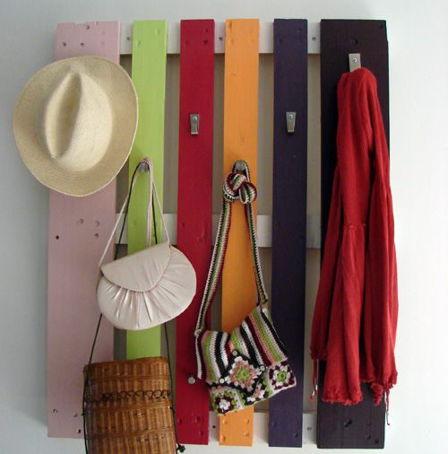 Colorful Pallet Coat Rack