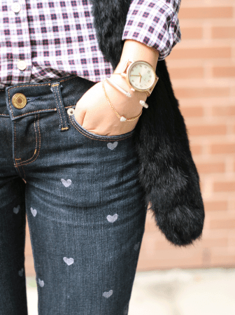 Heart Print Jeans