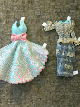 Ceramic Paper Doll Dresses