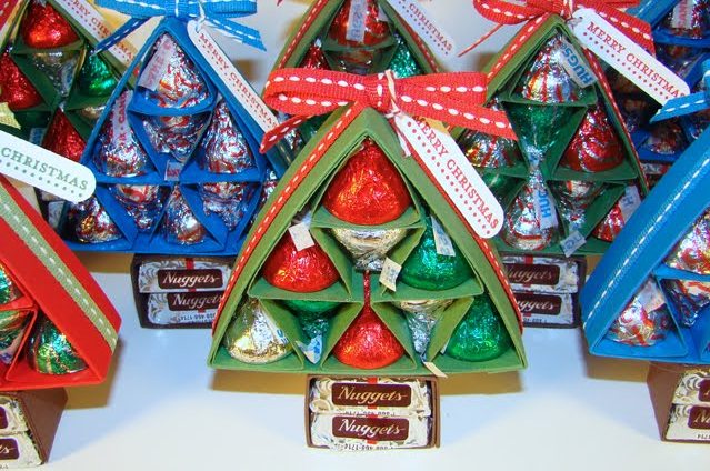 12 scatole per caramelle natalizie in carta kraft a forma di albero di Natale per dolcetti e cioccolatini Dusenly 